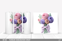 Spring Flower Bouquet Tumbler PNG, 20 OZ Tumbler Sublimation Product Image 1
