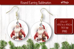 Christmas Round Earring Santa Sublimation Designs Christmas Product Image 1