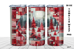 Winter Tumbler Wrap PNG, Winter Patchwork Sublimation Product Image 1