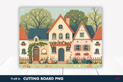 Spring Cutting Board PNG, Cozy Spring Scandinavian Cabins Product Image 1