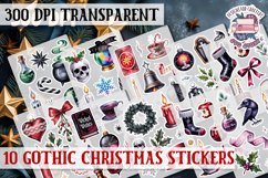 Gothic Christmas Watercolor Sticker Sheet Winter Scary PNG Product Image 1