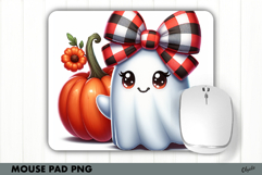 Halloween Mouse Pad Sublimation PNG. Cute Ghost PNG Product Image 1