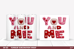 Valentine's Day Tumbler Sublimation PNG, 20 OZ Tumbler PNG Product Image 1