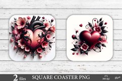 Gothic Heart Coaster PNG. Valentines Day Coaster PNG Product Image 1
