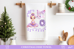 Christmas Frame Dish Towel. Watercolor Christmas PNG Product Image 1