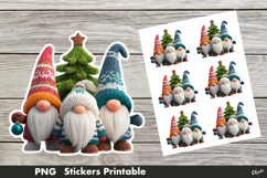 Crochet Gnome Sticker PNG. Christmas Gnome Stickers PNG Product Image 1