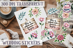 Boho sticker sheet Wedding Scrapbook PNG Love Aesthetic Product Image 1