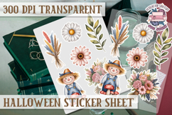 Halloween sticker sheet Creepy Scrapbook PNG Funny Skulls Product Image 1
