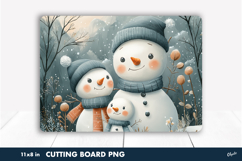 Cute Family Snowman PNG. Kitchen Cutting Board Product Image 1