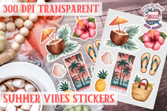 Summer Vibes sticker sheet Summer Scrapbook PNG Product Image 1