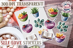 Self Love sticker sheet Scrapbook PNG Nature Watercolor Yoga Product Image 1