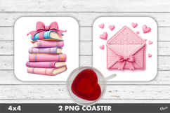 Pink Teacher Knitting, Valentine Coaster PNG Product Image 1