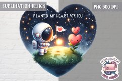 Valentine&#039;s Sublimation Design PNG Cute Space Astronauts Product Image 1