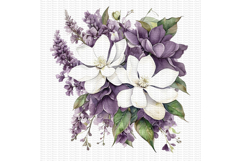 11 Purple Flowers Bouquet Clipart, Violet Floral Product Image 11