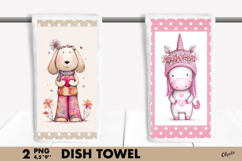 Whimsical Valentine Dish Towel PNG. Love Animal Kitchen PNG Product Image 1