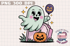 Halloween Kawaii Cute Clipart PNG Funny Ghost Design Product Image 1