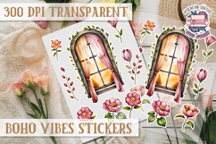 Boho sticker sheet Vibes Scrapbook PNG Love Aesthetic Flower Product Image 1