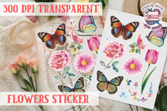 Summer sticker flowers butterfly Spring Botanical PNG Product Image 1