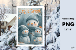 Watercolor Family Snowman Garden Flag Sublimation PNG Product Image 1