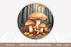 Mushrooms Sublimation, Autumn Forest Round Sign PNG Product Image 1