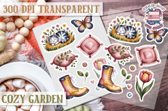 Cozy Garden sticker sheet Flowers Botanical PNG Cute Product Image 1