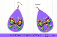 Mardi Gras Earring PNG. Carnival Coquette Bow Earring PNG Product Image 1