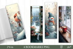 Watercolor Christmas Bookmark PNG, Cozy Winter Bookmark Product Image 1