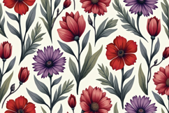 Red and Purple Flowers Background Wallpaper Product Image 1