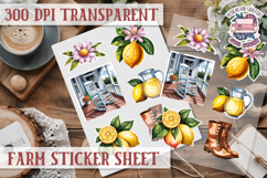 Farm sticker sheet Harvest Scrapbook PNG Vegetables Cozy Product Image 1