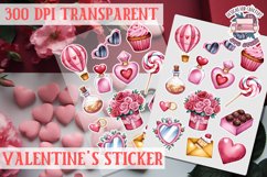 Love sticker Sheet Valentine Day Lovers Funny Heart PNG Product Image 1