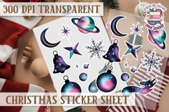 Christmas Watercolor Sticker Sheet Winter Cute Holiday PNG Product Image 1