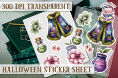 Halloween sticker sheet Creepy Scrapbook PNG Funny Skulls Product Image 1