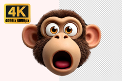 Monkey Face with a Shocked Expression Transparent PNG Product Image 1