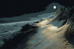 Moonlight Beach Scene Background Wallpaper Product Image 1