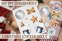 Christmas Watercolor Sticker Sheet Winter Cute Holiday PNG Product Image 1