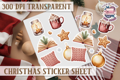 Christmas Watercolor Sticker Sheet Winter Cute Holiday PNG Product Image 1