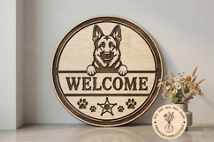 Welcome Sign SVG, Laser Cut Dog Door Hanger, Wooden Welcome Product Image 1
