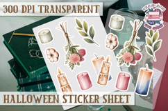 Halloween sticker sheet Creepy Scrapbook PNG Funny Skulls Product Image 1