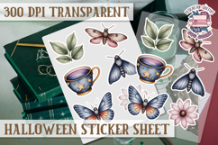 Halloween sticker sheet Creepy Scrapbook PNG Funny Skulls Product Image 1