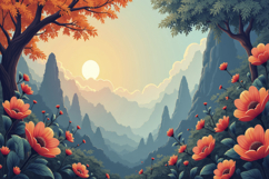 Flower Mountains Background Wallpaper Product Image 1