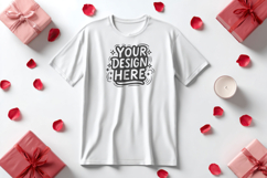Heart Confetti Flatlay T-Shirt Mockup PSD JPG Product Image 1