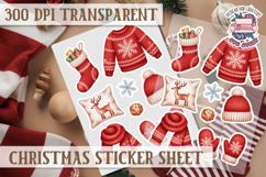 Christmas Watercolor Sticker Sheet Winter Cute Holiday PNG Product Image 1