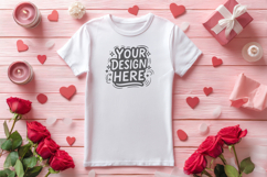 Rose Petal Flatlay T-Shirt Mockup PSD JPG Product Image 1