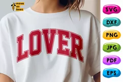 Lover Svg, Png, Lover Red Varsity Svg, Valentines Day Shirt Product Image 2
