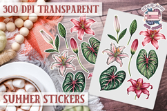 Summer Vibes sticker sheet Beach Scrapbook PNG Flowers Product Image 1