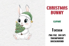 Christmas Bunny, Cute Clipart Product Image 1
