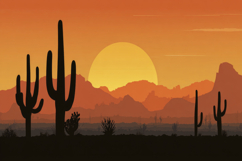 Desert Landscape At Sunset Background Product Image 1