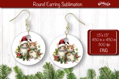 Christmas Round Earring Sublimation Designs Christmas Animal Product Image 1