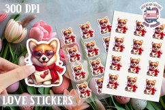 Love sticker Sheet Valentine Day Lovers Funny Animals PNG Product Image 1