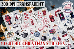 Gothic Christmas Watercolor Sticker Sheet Winter Scary PNG Product Image 1